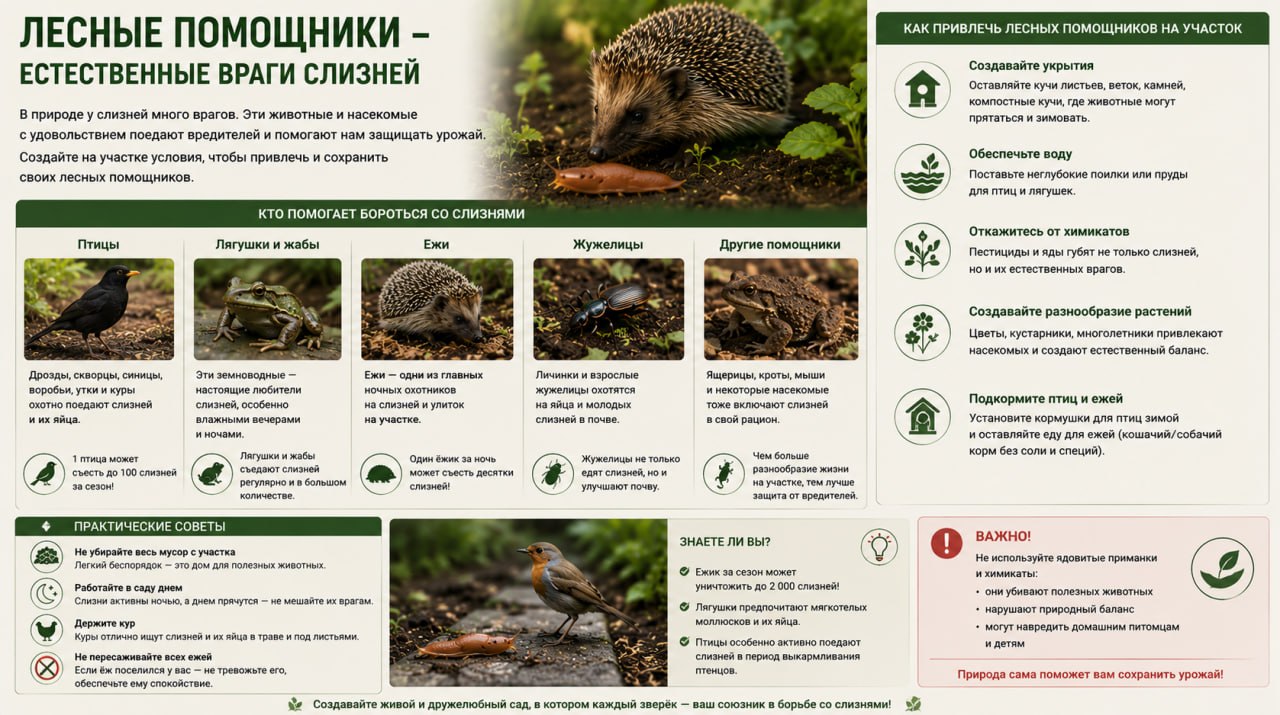 Лесные помощники от слизней